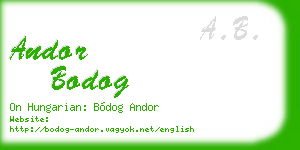 andor bodog business card